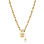 Pearl Resin Crystal CC No 5 Perfume Bottle Necklace Gold Pearly White