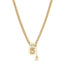 Pearl Resin Crystal CC No 5 Perfume Bottle Necklace Gold Pearly White