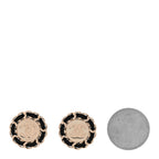 Crystal Lambskin Chain CC Stud Earrings Black Gold