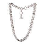 Metal Chain Link CC Choker Necklace Silver