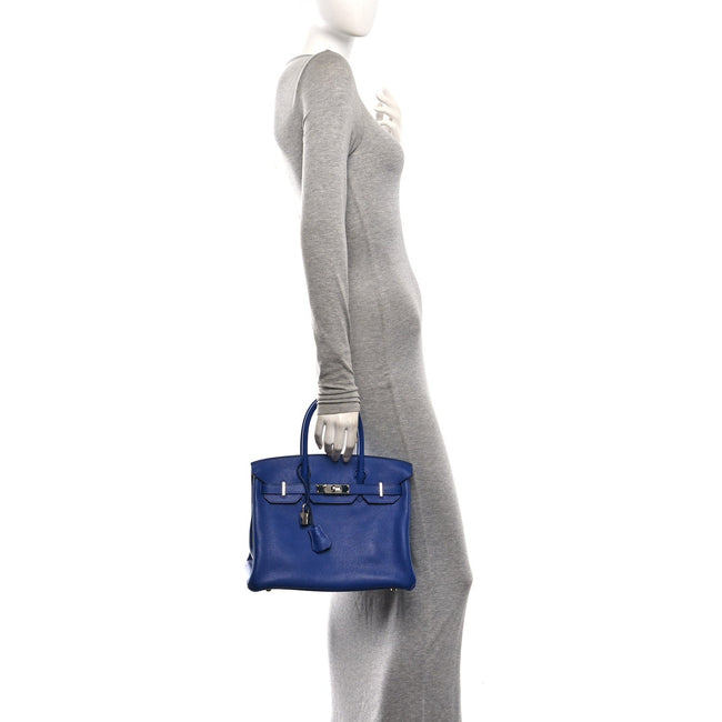 Taurillon Novillo Horseshoe Birkin 30 Bleu Brighton Main Image