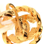 Crystal CC Round Clip On Earrings Gold