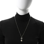 Crystal Pearl CC Lace Camellia Necklace  Gold