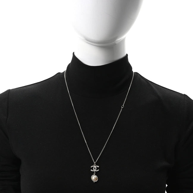Crystal Pearl CC Lace Camellia Necklace  Gold Main Image