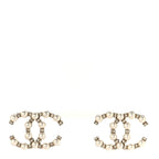 Pearl Crystal CC Earrings Gold