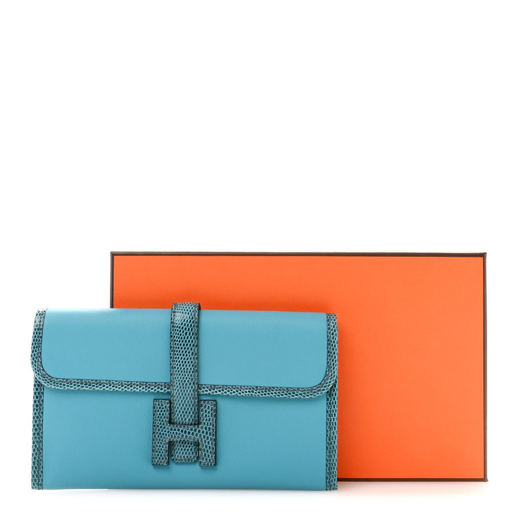 Swift Lizard Jige Elan Touch Duo Clutch Bleu Paon Mykonos