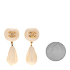 Pearl CC Drop Clip On Earrings Gold