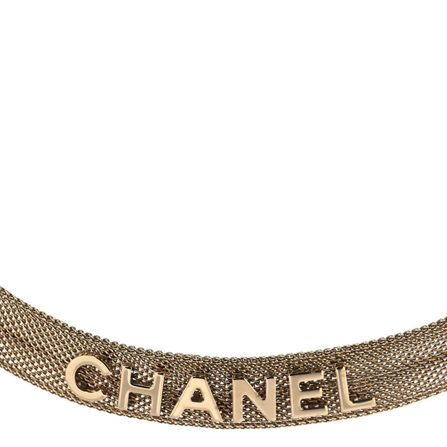 Mesh Logo Choker Necklace Gold Hover Image