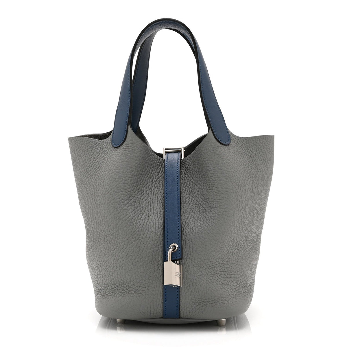 Taurillon Clemence Picotin Lock 18 PM Gris Mouette Bleu Agate