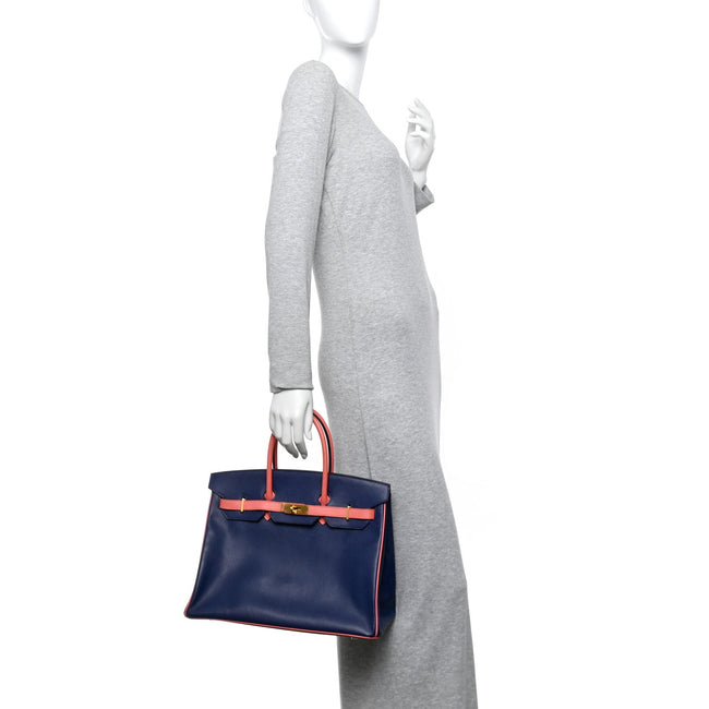 Epsom Horseshoe Birkin 35 Bleu Saphir Flamingo Main Image