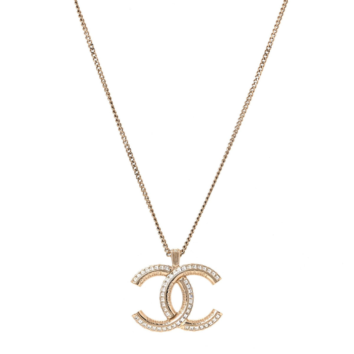Crystal CC Pendant Necklace Gold