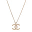 Crystal CC Pendant Necklace Gold