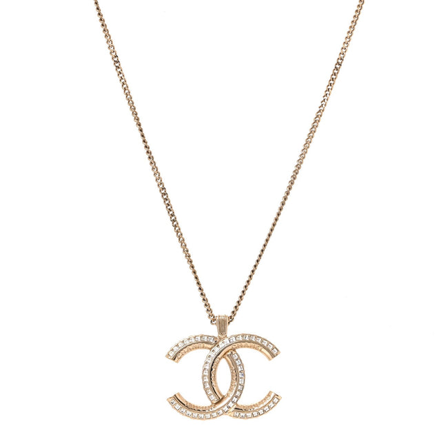 Crystal CC Pendant Necklace Gold Hover Image