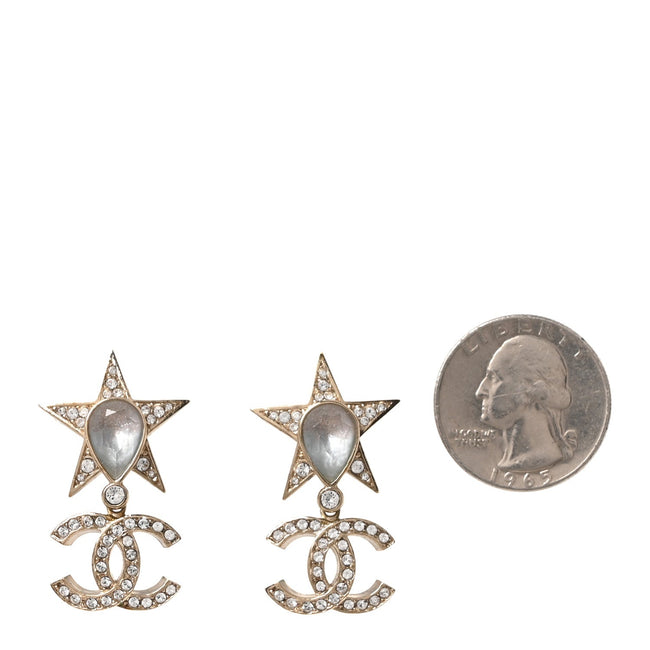Crystal CC Star Drop Earrings Gold Blue Pink Main Image