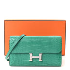Matte Alligator Constance Long Wallet To Go Vert Jade