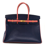 Epsom Horseshoe Birkin 35 Bleu Saphir Flamingo