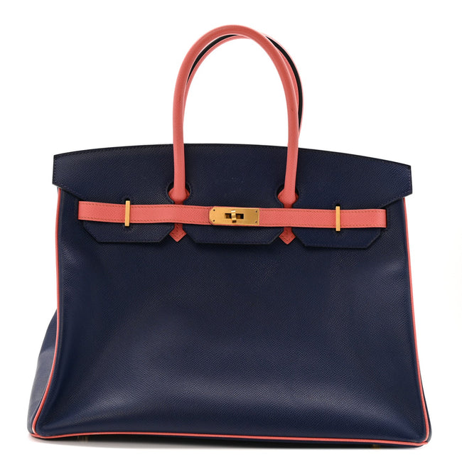 Epsom Horseshoe Birkin 35 Bleu Saphir Flamingo Hover Image