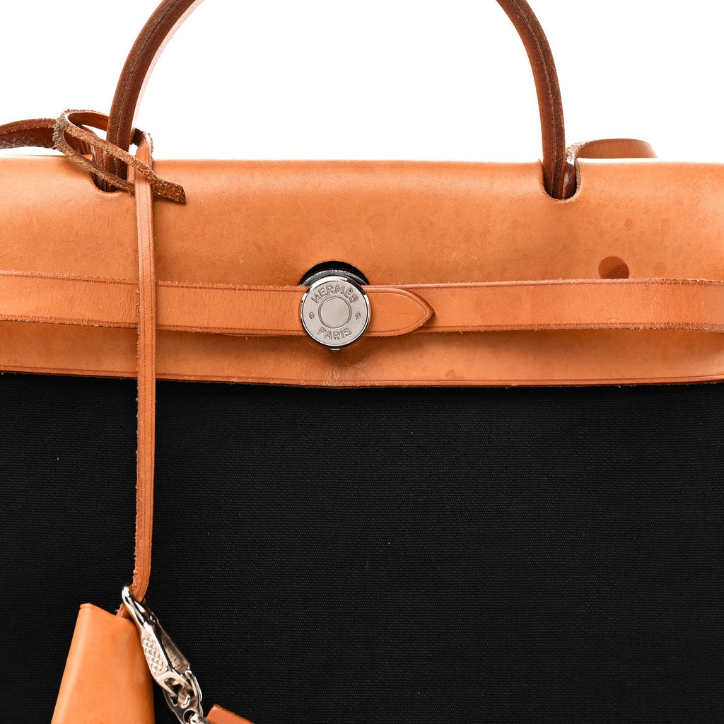 Toile Vache Calfskin Herbag 30 PM Black Natural