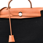 Toile Vache Calfskin Herbag 30 PM Black Natural