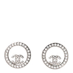 Crystal CC Round Earrings Silver