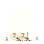 Crystal Pearl CC Drop Earrings Silver Pearly White