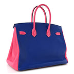 Epsom Horseshoe Birkin 35 Black Bleu Electrique Rose Tyrien