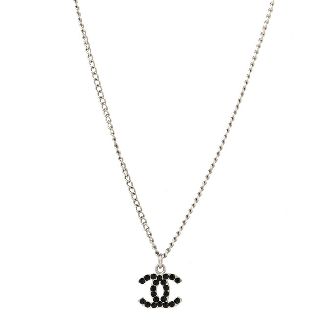 Crystal CC Necklace Silver Black Hover Image