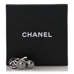 Ruthenium Pearl Crystal Baguette CC Drop Earrings Silver Grey