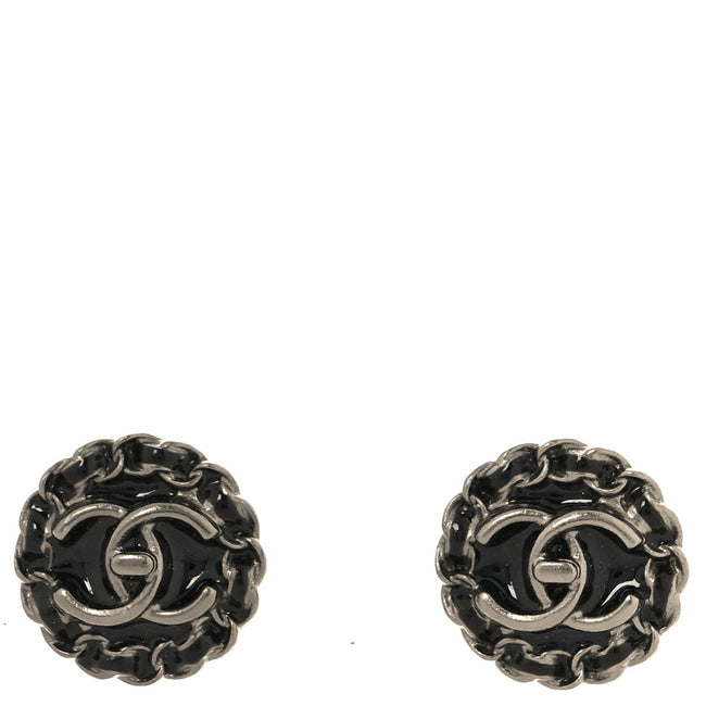 CC Chain Round Earrings Ruthenium Black Ruthenium Black Hover Image