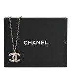 Crystal Pearl CC Necklace Silver