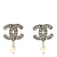 Pearl Crystal CC Drop Earrings Silver Pearly White