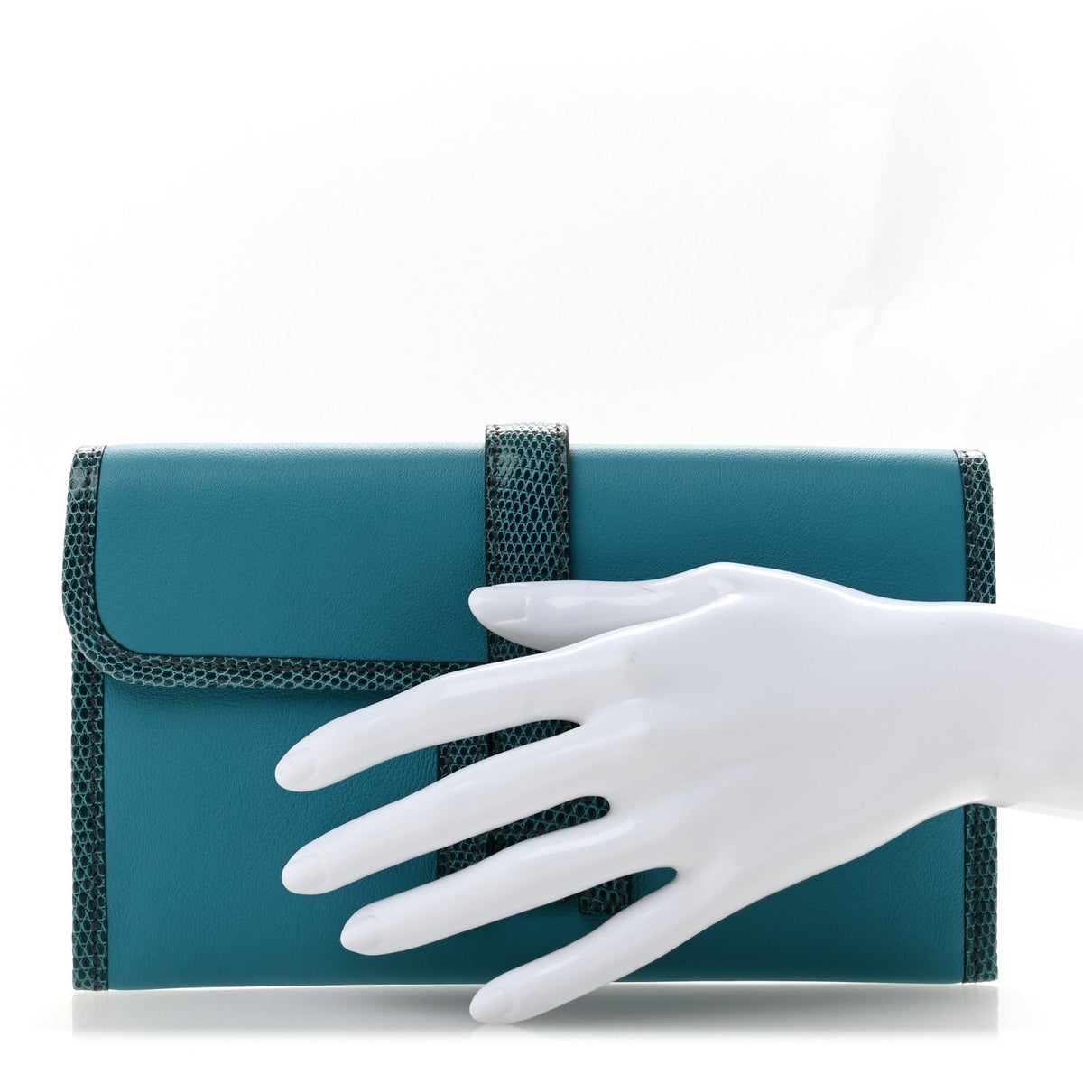 Swift Lizard Jige Elan Touch Duo Clutch Bleu Paon Mykonos