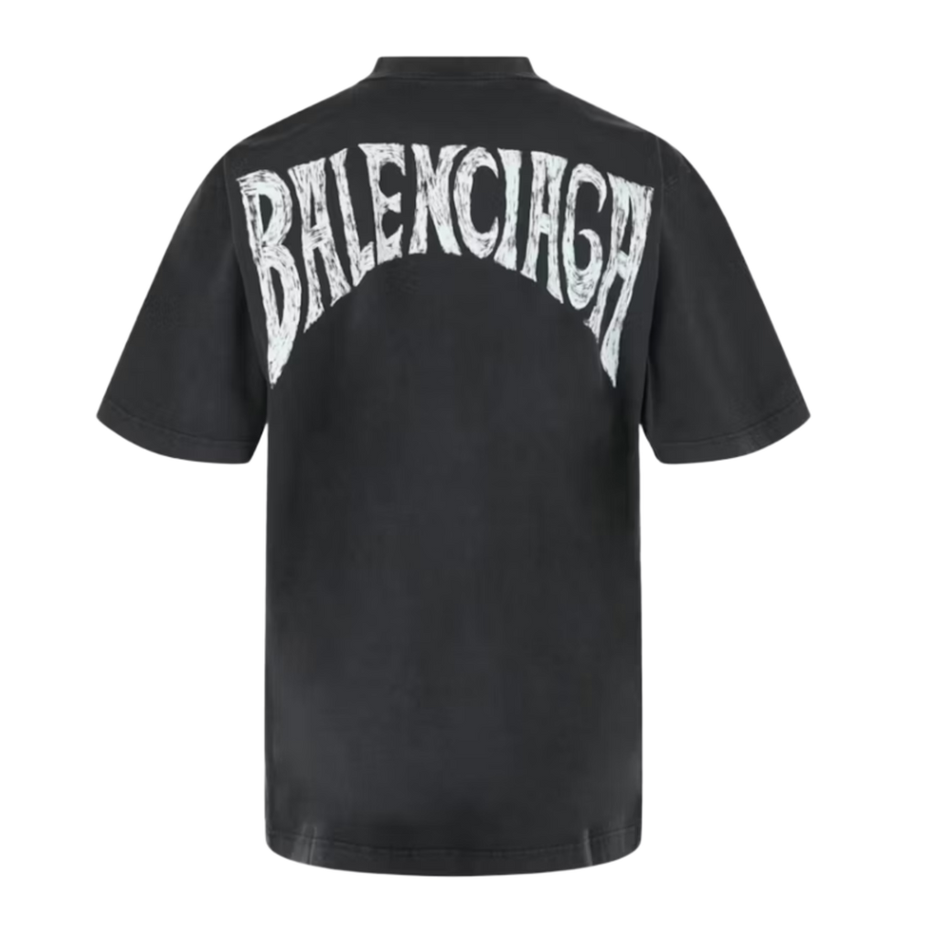 Balenciaga Hand Drawn T-shirt Faded Black White