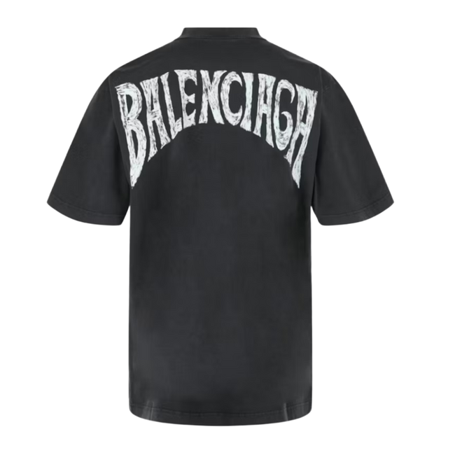 Balenciaga Hand Drawn T-shirt Faded Black White Hover Image