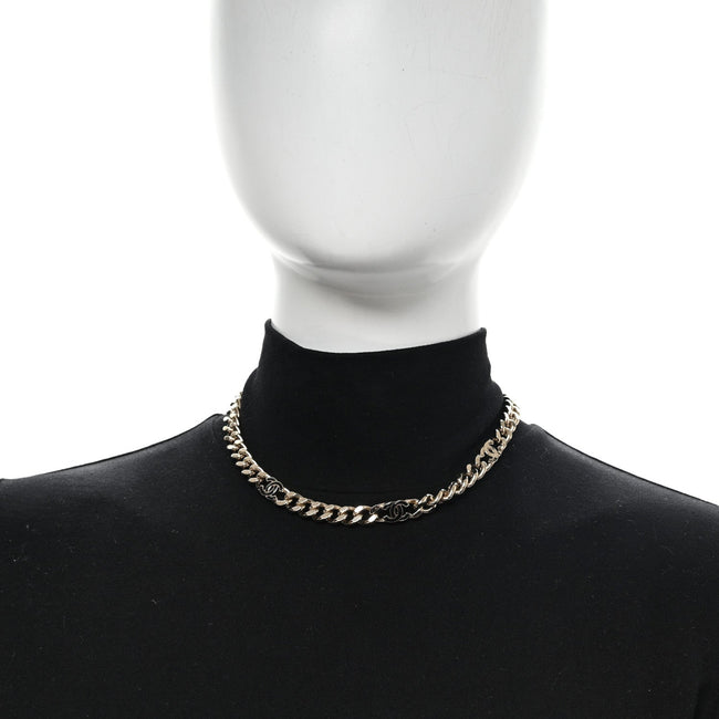Metal Enamel Chain CC Choker Gold Black Main Image