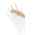 Resin Gripoix Poured Glass CC Flower Bracelet Pink White Gold