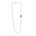 Pearl Crystal CC Necklace Light Gold