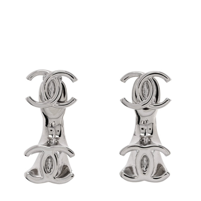 Metal Double CC Earrings Silver Hover Image