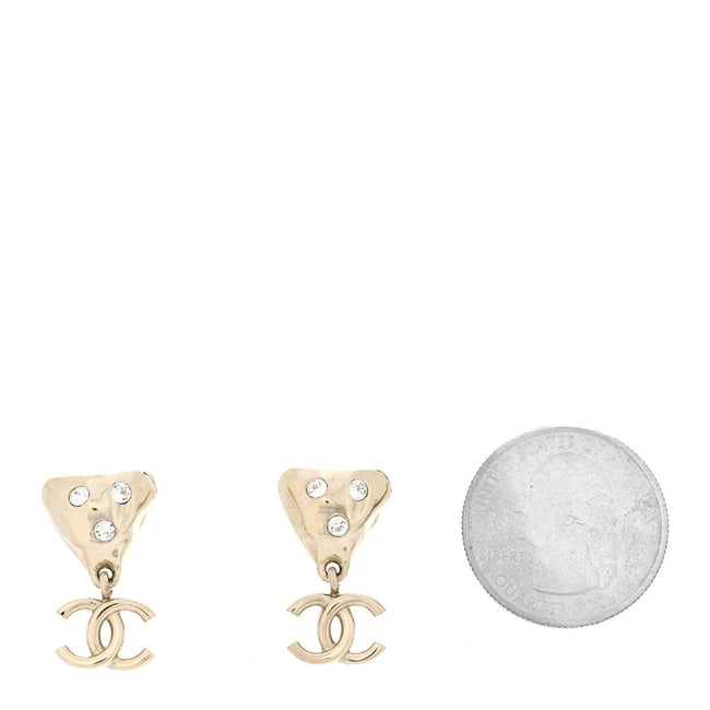 Crystal CC Drop Earrings Gold Main Image