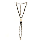 Metal Lambskin CC Lariat Necklace Black Gold