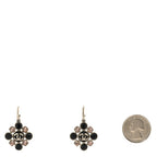 Crystal CC Flower Drop Earrings Silver Black Pink