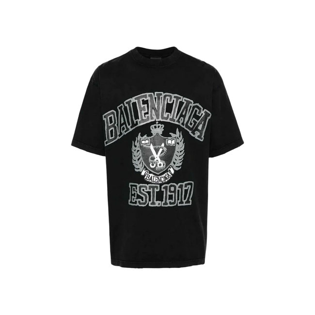 Balenciaga DIY College Medium Fit Tee Black White Hover Image