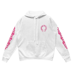 Chrome Hearts Pink Horseshoe Floral Sleeve Pullover Hoodie White