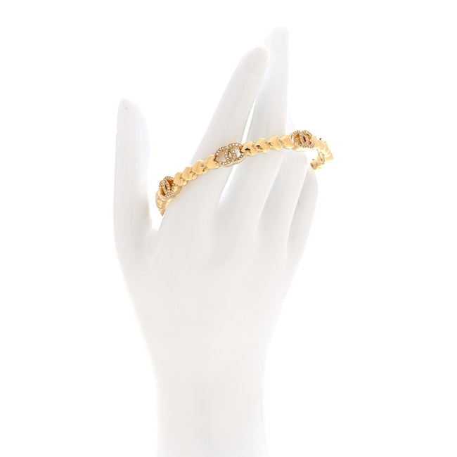 Crystal CC Heart Link Bracelet M Gold Main Image