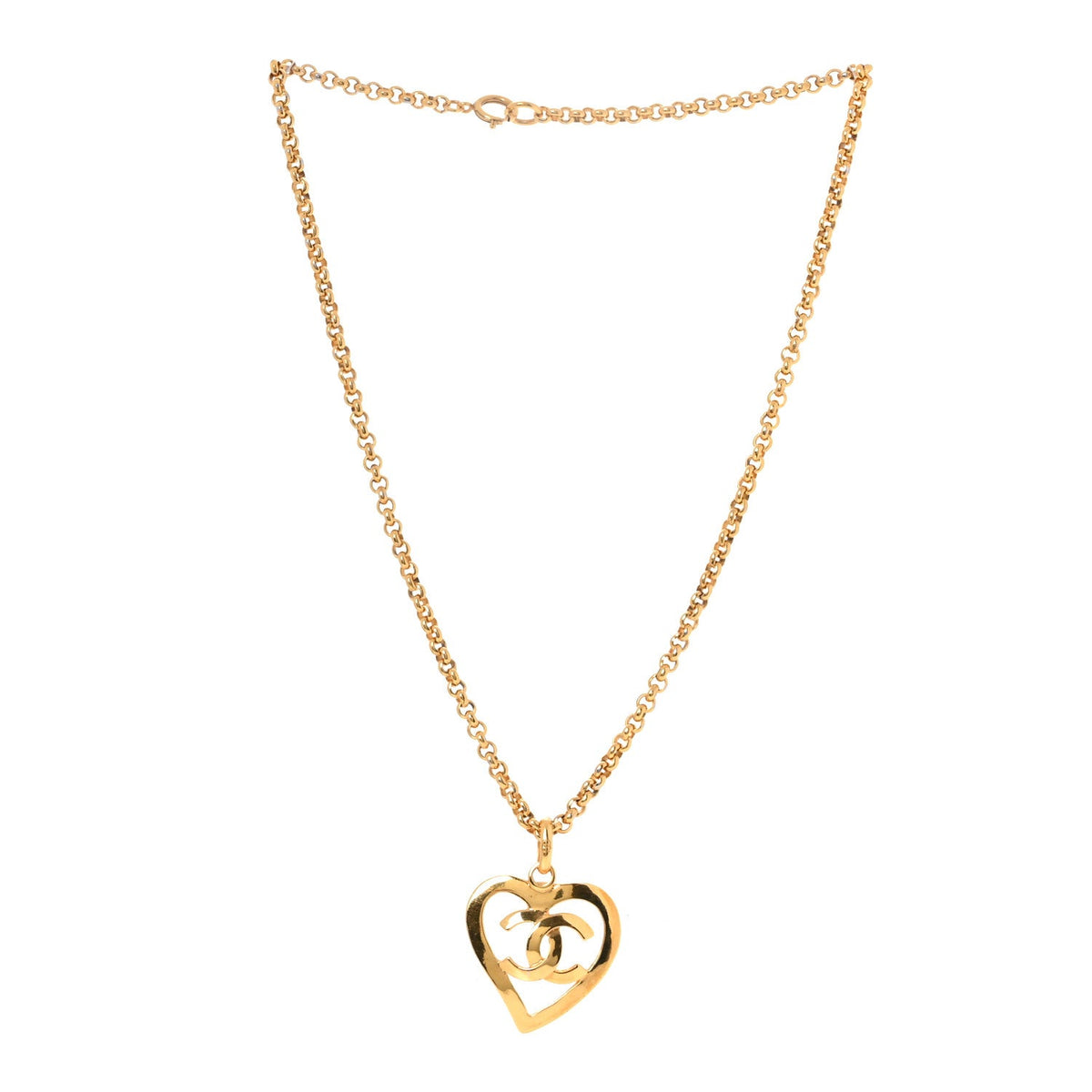 CC Heart Chain Pendant Necklace Gold