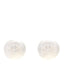 Resin Metal CC Stud Earrings Silver Pearly White