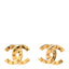 Metal CC Paris Button Stud Earrings Gold