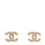 Metal Graduated Pearl Crystal CC Earrings Light Gold