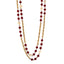 Beaded Pearl CC Long Strand Necklace Gold Red