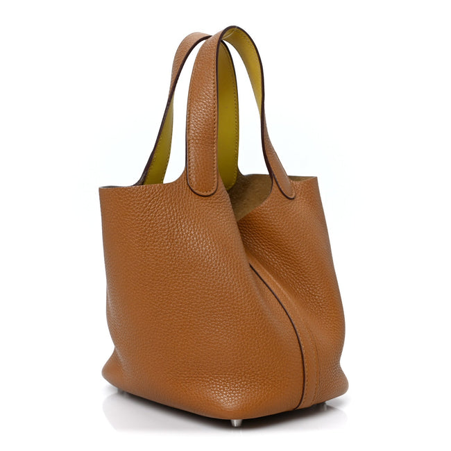 Taurillon Clemence Swift Eclat Picotin Lock 18 PM Sesame Lime Main Image